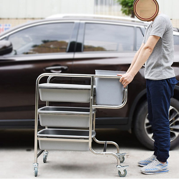 Hình ảnh thực tế của xe thu gom đồ bẩn, bát đĩa