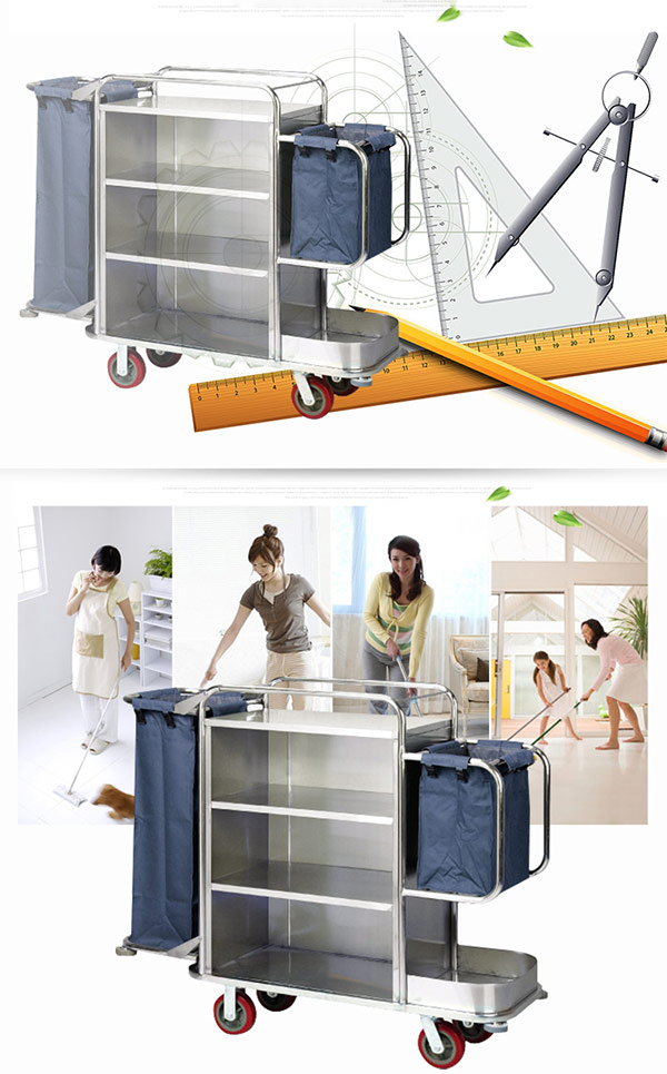 Mẫu xe trolley khách sạn bằng inox
