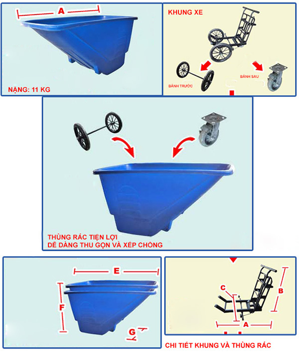 Xe thu gom rác 450 lít
