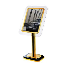 Bảng menu thép khung thủy tinh viền inox vàng