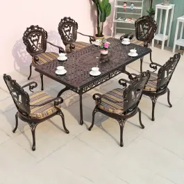 Bộ bàn ghế nhôm đúc có tay vịn hoàng gia PTBGN-4