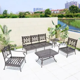 Bộ bàn ghế nhôm đúc ngoài trời sân vườn BG01