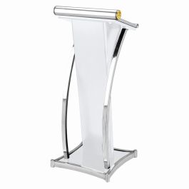 Bục phát biểu sơn trắng viền inox trắng