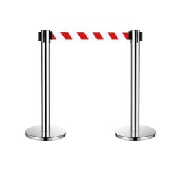 Cột chắn inox dây trắng kẻ đỏ