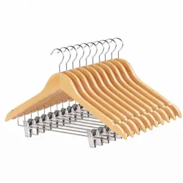 Móc treo quần áo gỗ có kẹp màu vàng HVMG-K