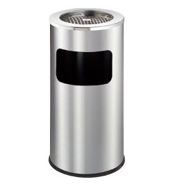 Thùng đựng rác inox có gạt tàn tròn Ø30cm