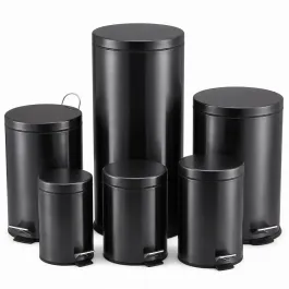 Thùng rác inox đen đạp chân
