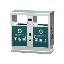 Thùng rác inox 2 ngăn có mái che