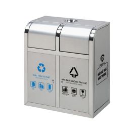 Thùng rác inox nắp đẩy 2 ngăn