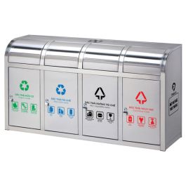 Thùng rác inox nắp đẩy 4 ngăn