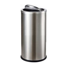 Thùng rác inox tròn nắp lật A35-O màu trắng