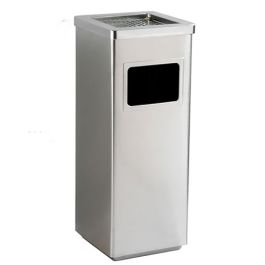 Thùng rác inox vuông có gạt tàn