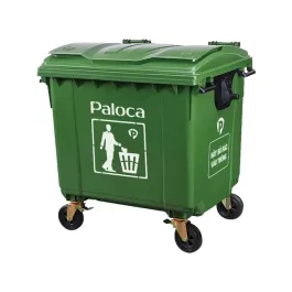 Thùng đựng rác nhựa 1100L HDPE có bánh xe, nắp đậy Paloca