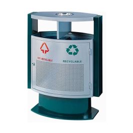 Thùng rác thép phun sơn đế cao 2 ngăn có gạt tàn