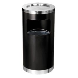 Thùng rác phun sơn đen gạt tàn inox vàng A35-H 