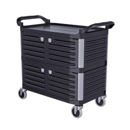 Xe đẩy đồ ăn dọn bàn bằng nhựa có cửa