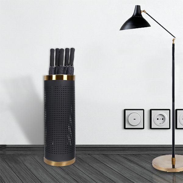 Ống cắm ô dù thép sơn tĩnh điện viền inox vàng - hình 4