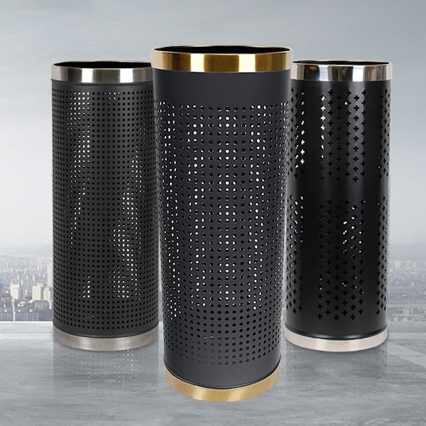 Ống cắm ô dù thép sơn tĩnh điện viền inox vàng - hình 6