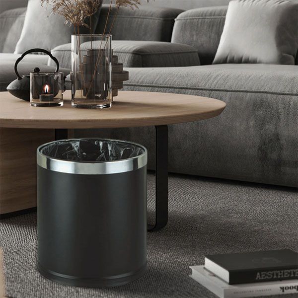 Sọt rác nhựa 2 lớp màu đen - hình 5
