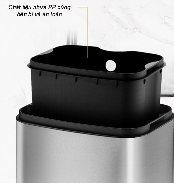 Thùng rác inox đạp chân vuông 6L - hình 5