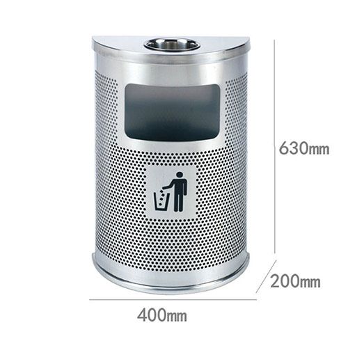 Thùng rác inox bán nguyệt có gạt tàn - hình 5