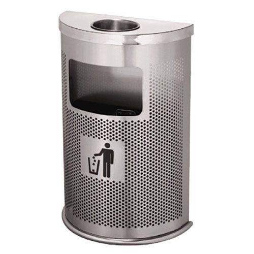 Thùng rác inox bán nguyệt có gạt tàn - hình 3