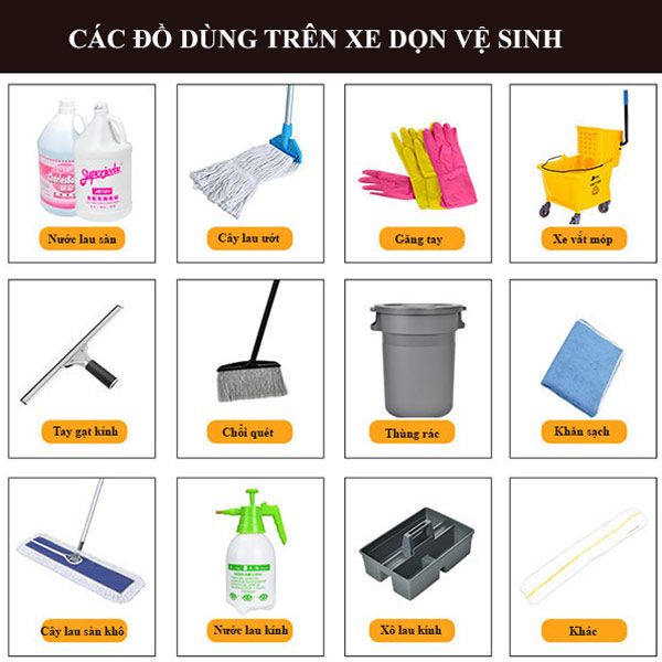 Phân phối xe đẩy dọn vệ sinh 3 tầng - Xe dọn vệ sinh chữ L giá rẻ