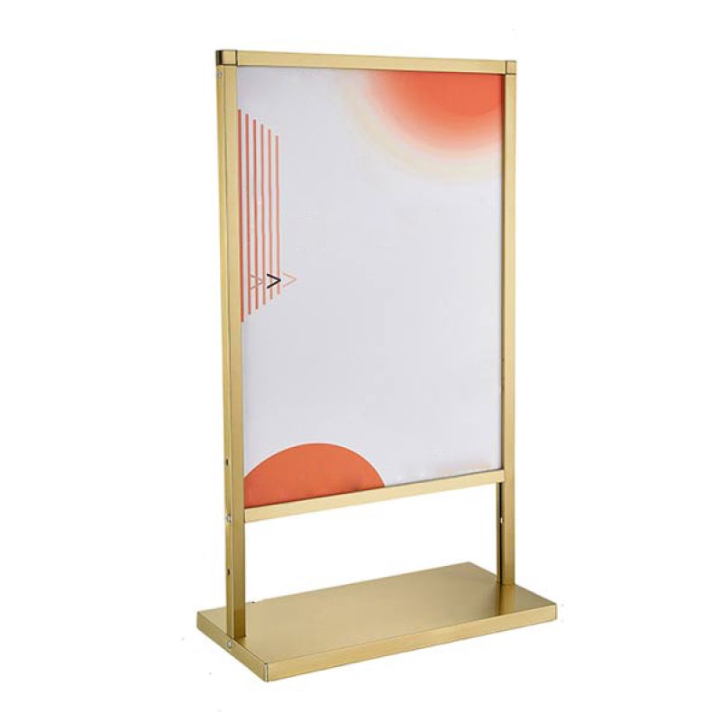 Bảng Standee khung inox vàng, bảng standee quảng cáo nhà hàng, sự kiện