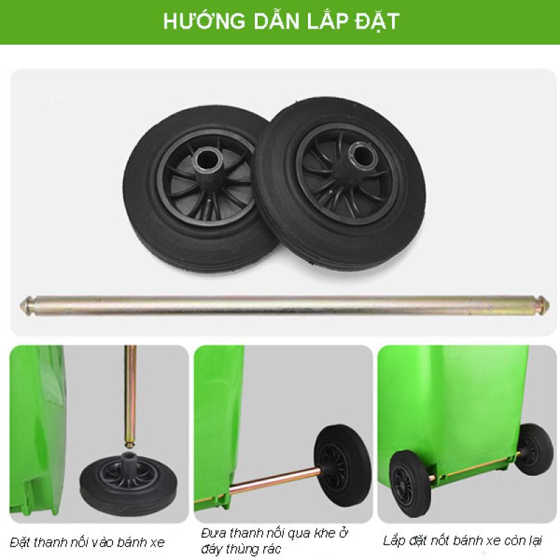 Bán bánh xe thùng rác 240l, 120l - bánh xe thùng rác nhựa thay thế