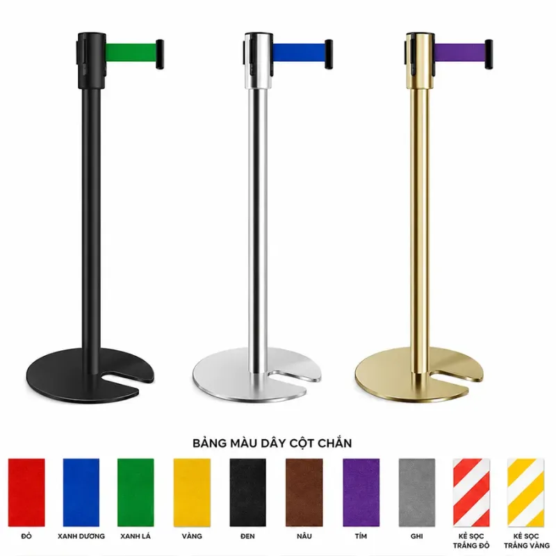 Cột chắn inox đế chữ U dây căng 2m Paloca xếp gọn