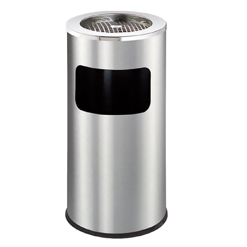 Thùng đựng rác inox có gạt tàn tròn Ø30cm