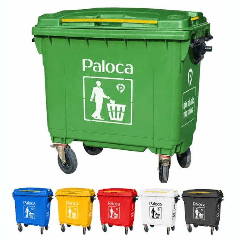 Thùng rác 660L công nghiệp nhiều màu