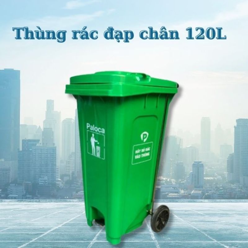 Thùng rác đạp chân 120 lít nhựa HDPE dùng cho khu vực công cộng