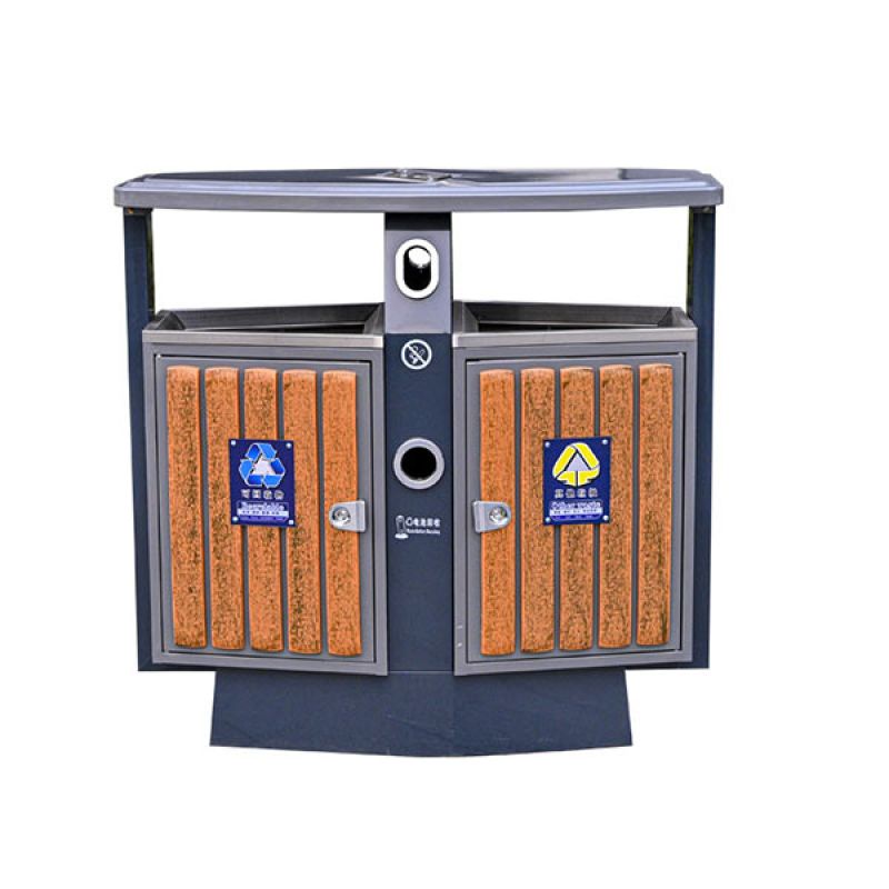 Thùng rác đôi gỗ nhựa 2 ngăn 