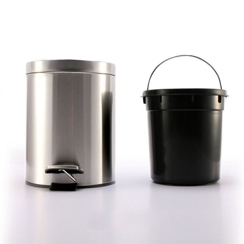 Thùng rác inox 304 đạp chân tròn 5L cao cấp, độ bền cao