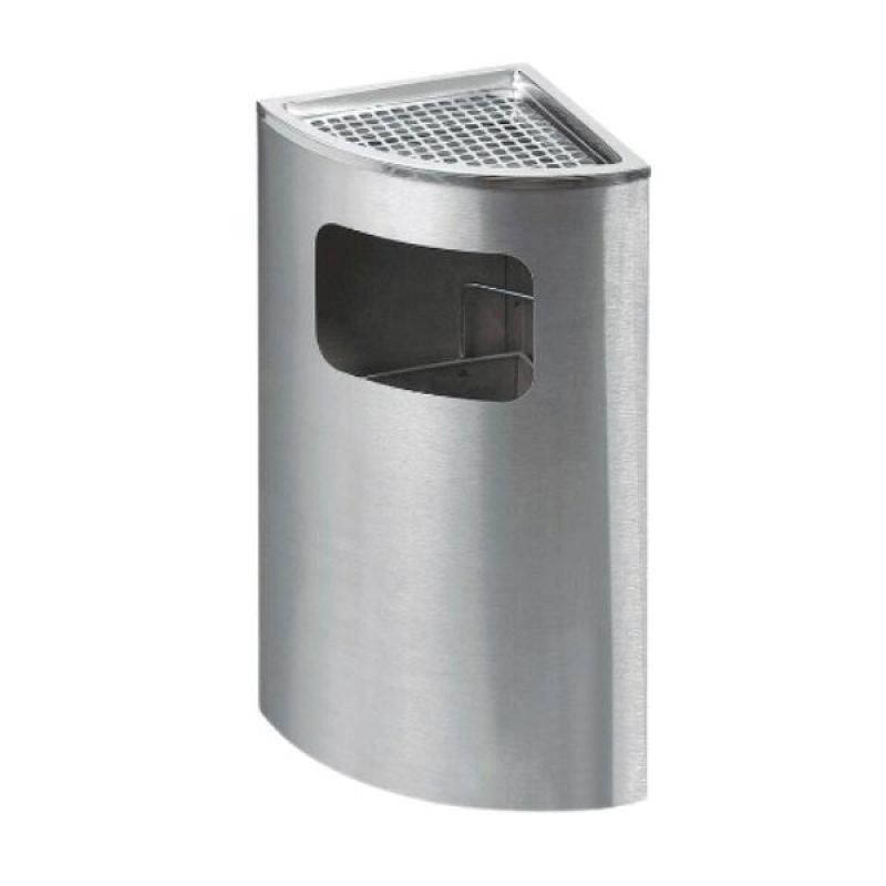 Thùng rác inox đặt góc có gạt tàn