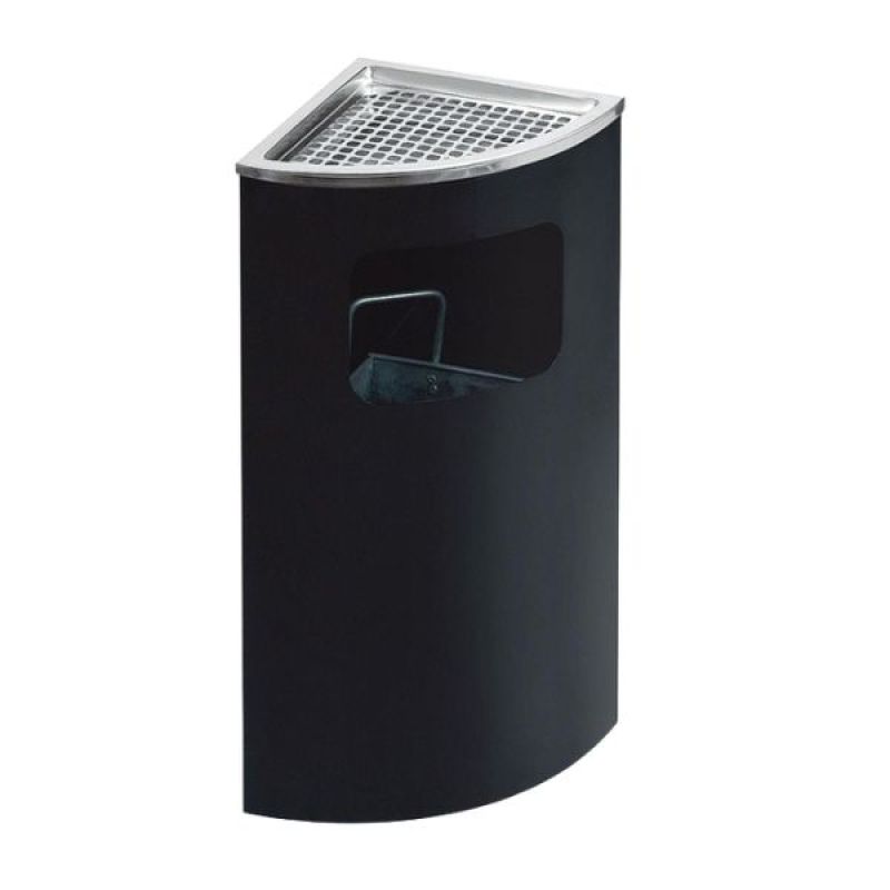Thùng rác inox gạt tàn màu đen hình rẻ quạt