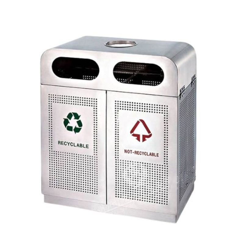 Thùng rác inox ngoài trời có gạt tàn