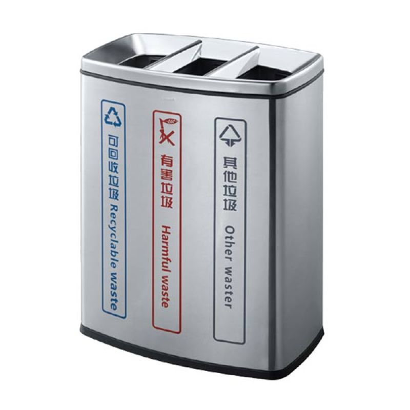 Thùng rác ngoài trời 3 ngăn inox