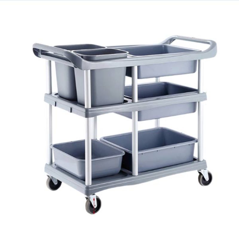Xe đẩy dọn bàn nhựa khung nhôm