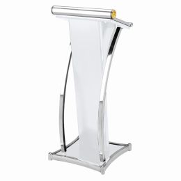 Bục phát biểu sơn trắng viền inox trắng