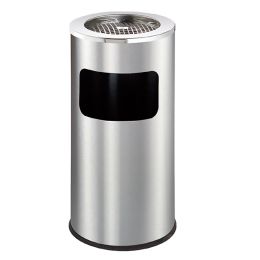 Thùng đựng rác inox có gạt tàn tròn Ø30cm