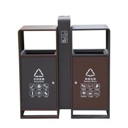 Thùng rác đường phố 2 ngăn bằng thép