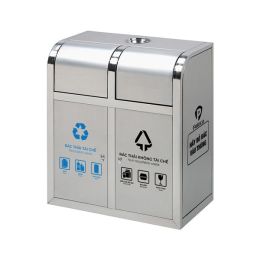 Thùng rác inox nắp đẩy 2 ngăn
