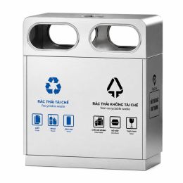 Thùng rác inox ngoài trời có gạt tàn A37-Z