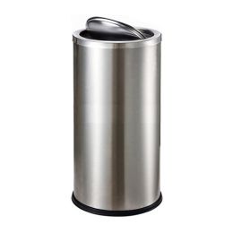 Thùng rác inox tròn nắp lật A35-O màu trắng
