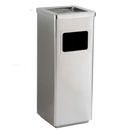 Thùng rác inox vuông có gạt tàn