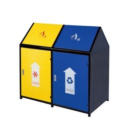 Thùng rác ngoài trời nắp lật 2 ngăn 