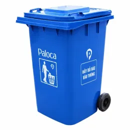 Thùng rác 360L nhựa HDPE có nắp đậy, bánh xe công cộng giá rẻ
