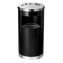Thùng rác phun sơn đen gạt tàn inox vàng A35-H 